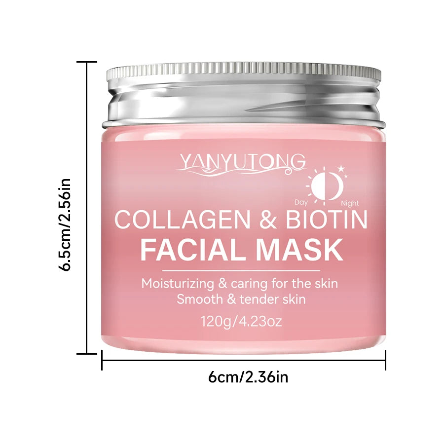 Masque exfoliant au collagène, masque enveloppant au collagène à la biotine Jour et nuit, hydratation profonde, crème masque de soin nocturne.