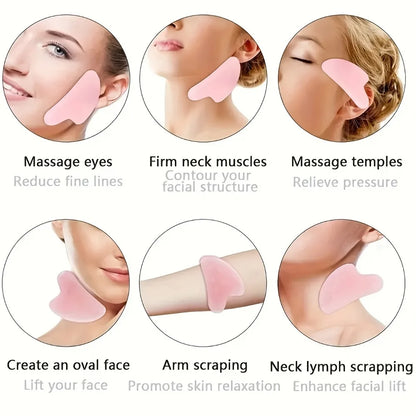 Ensemble de soins du visage 4 pièces : Masque en gel + Masque pour les yeux en gel + Grattoir Gua Sha en résine + Rouleau de massage double face en résine, Ensemble beauté