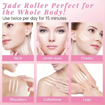 Ensemble de soins du visage 4 pièces : Masque en gel + Masque pour les yeux en gel + Grattoir Gua Sha en résine + Rouleau de massage double face en résine, Ensemble beauté