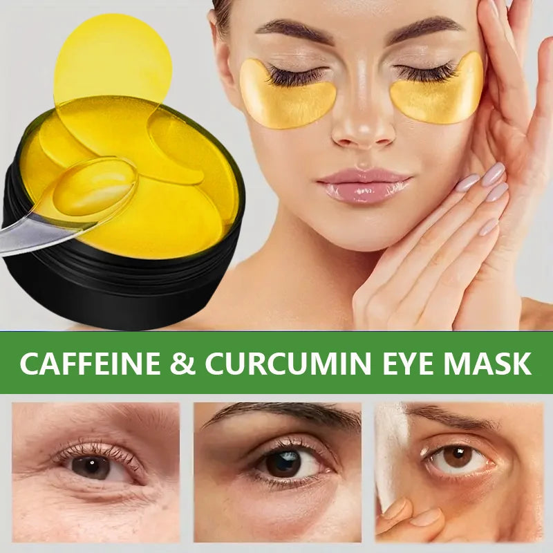 Masque pour les yeux à la caféine, à l'acide hyaluronique, au collagène et à la glycérine - Hydratation longue durée, réduit les cernes et les poches, convient à tous les types de peau