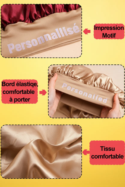 Bonnet de Nuit en Satin Personnalisé – KGUNIVERS | Soin Capillaire & Style