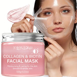 Masque exfoliant au collagène, masque enveloppant au collagène à la biotine Jour et nuit, hydratation profonde, crème masque de soin nocturne.