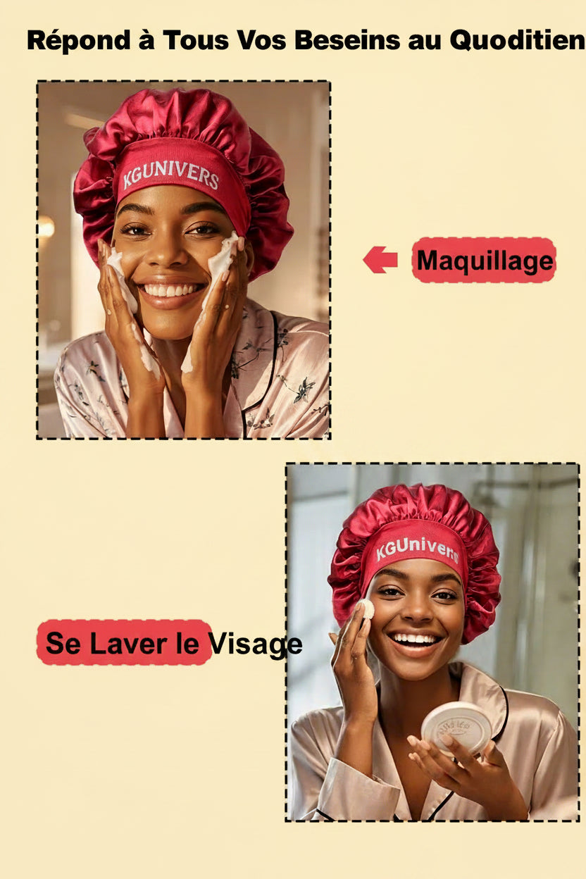 Bonnet de Nuit en Satin Personnalisé – KGUNIVERS | Soin Capillaire & Style