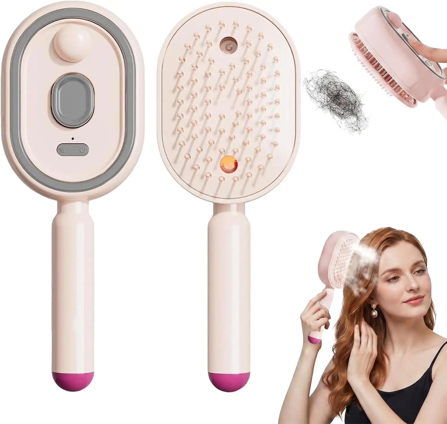 Brosse lissante électrique à vapeur, peigne chauffant, brosse démêlante rechargeable à coussin d'air massant