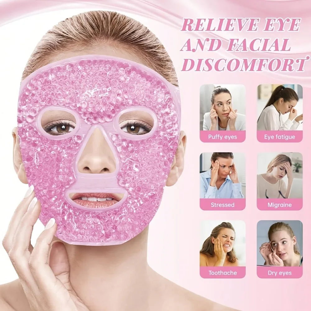Ensemble de soins du visage 4 pièces : Masque en gel + Masque pour les yeux en gel + Grattoir Gua Sha en résine + Rouleau de massage double face en résine, Ensemble beauté