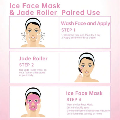 Ensemble de soins du visage 4 pièces : Masque en gel + Masque pour les yeux en gel + Grattoir Gua Sha en résine + Rouleau de massage double face en résine, Ensemble beauté