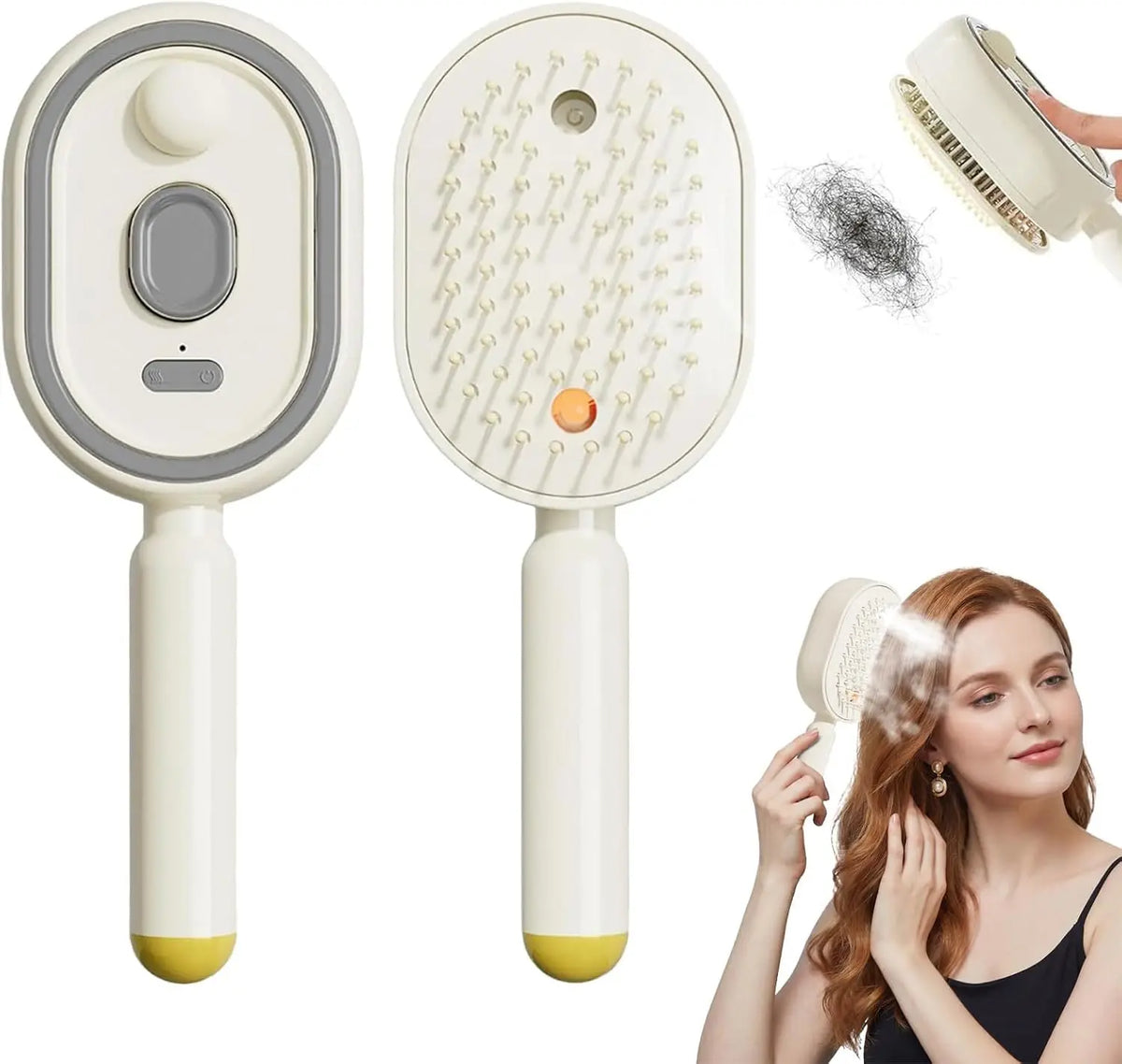 Brosse lissante électrique à vapeur, peigne chauffant, brosse démêlante rechargeable à coussin d'air massant