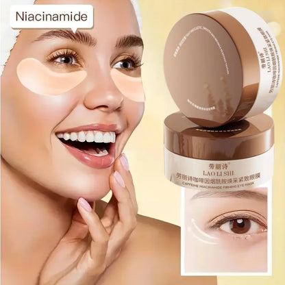 Boîte de 60 masques raffermissants pour les yeux à la caféine et à la nicotinamide, pour les yeux fatigués à tout moment, hydratants et raffermissants