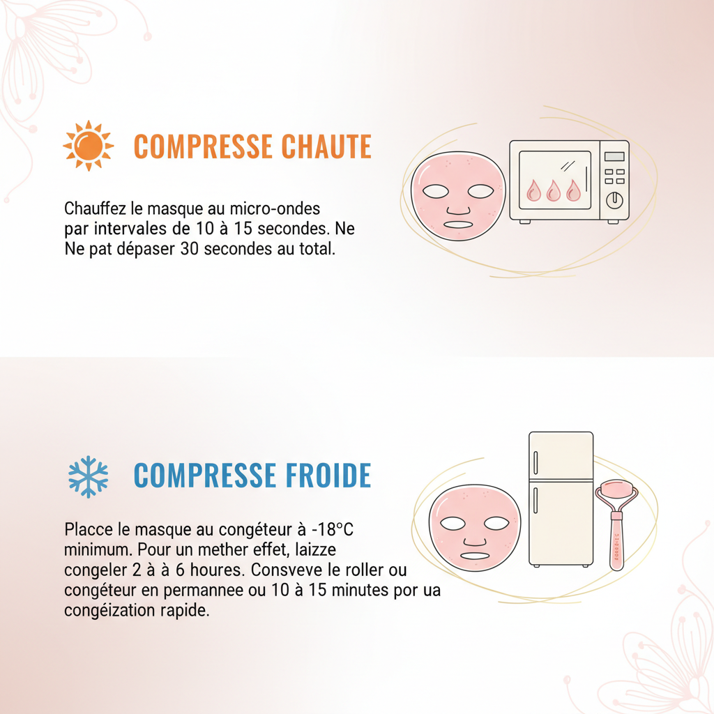 Instructions compresse chaude et froide en français – Coffret Beauté KGUNIVERS