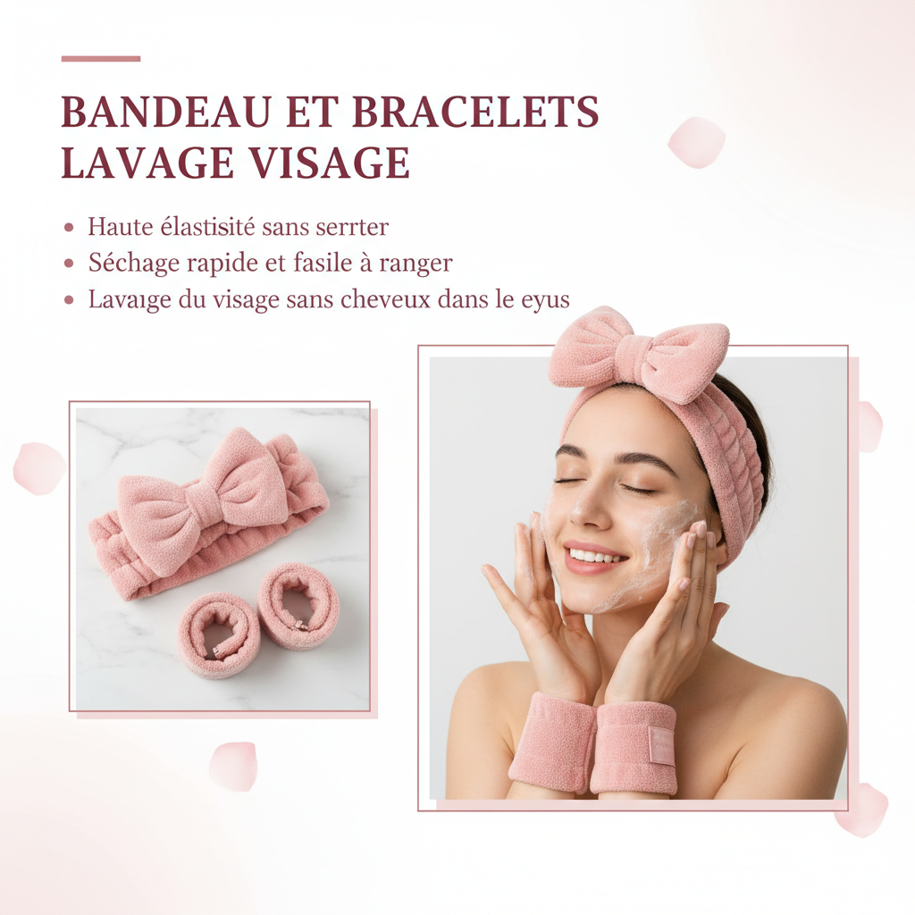 Bandeau et bracelets lavage visage en français – KGUNIVERS